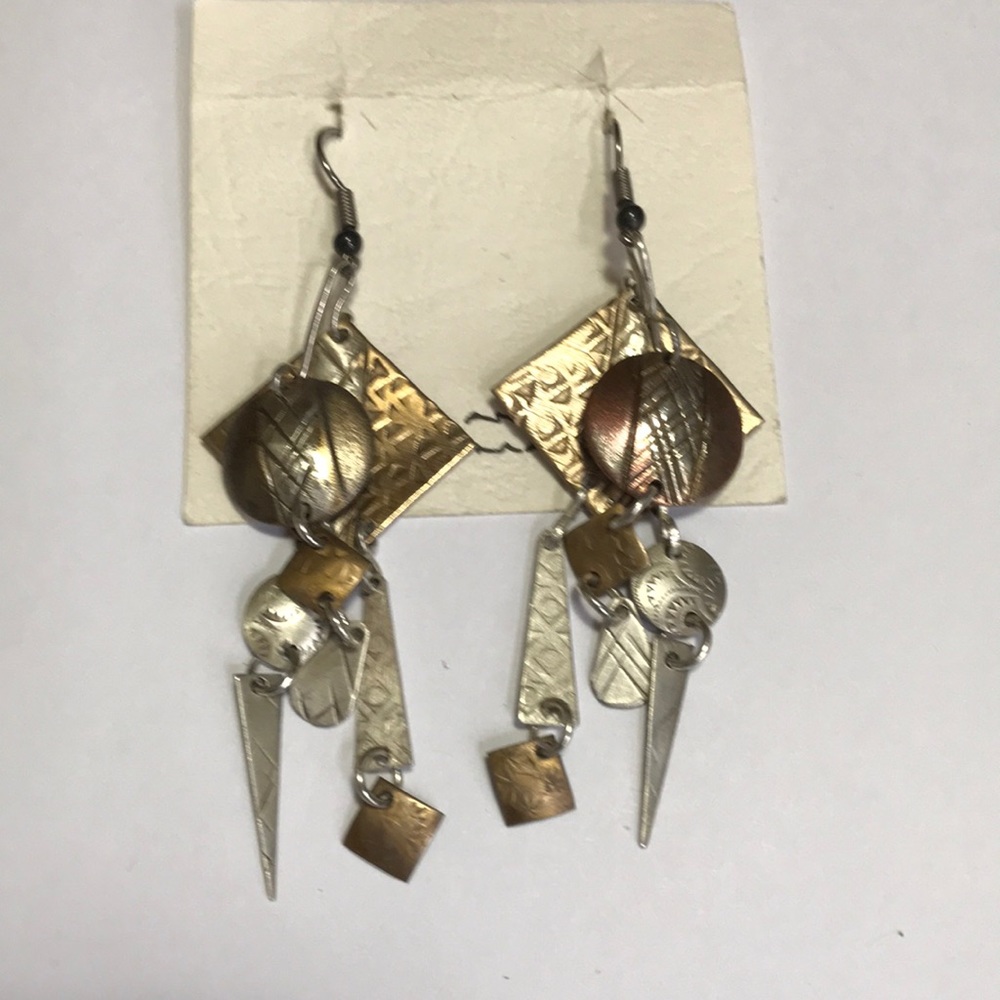 Native American BrassSilverCopper Artisan Earrings